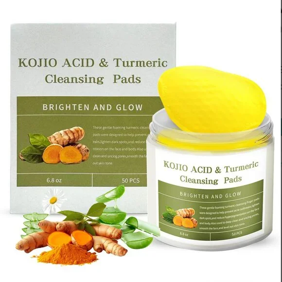 NEW 2 Jars- Turmeric Kojic Acid Cleansing Exfoliating Face Scrub Pads - Picture 3 of 13